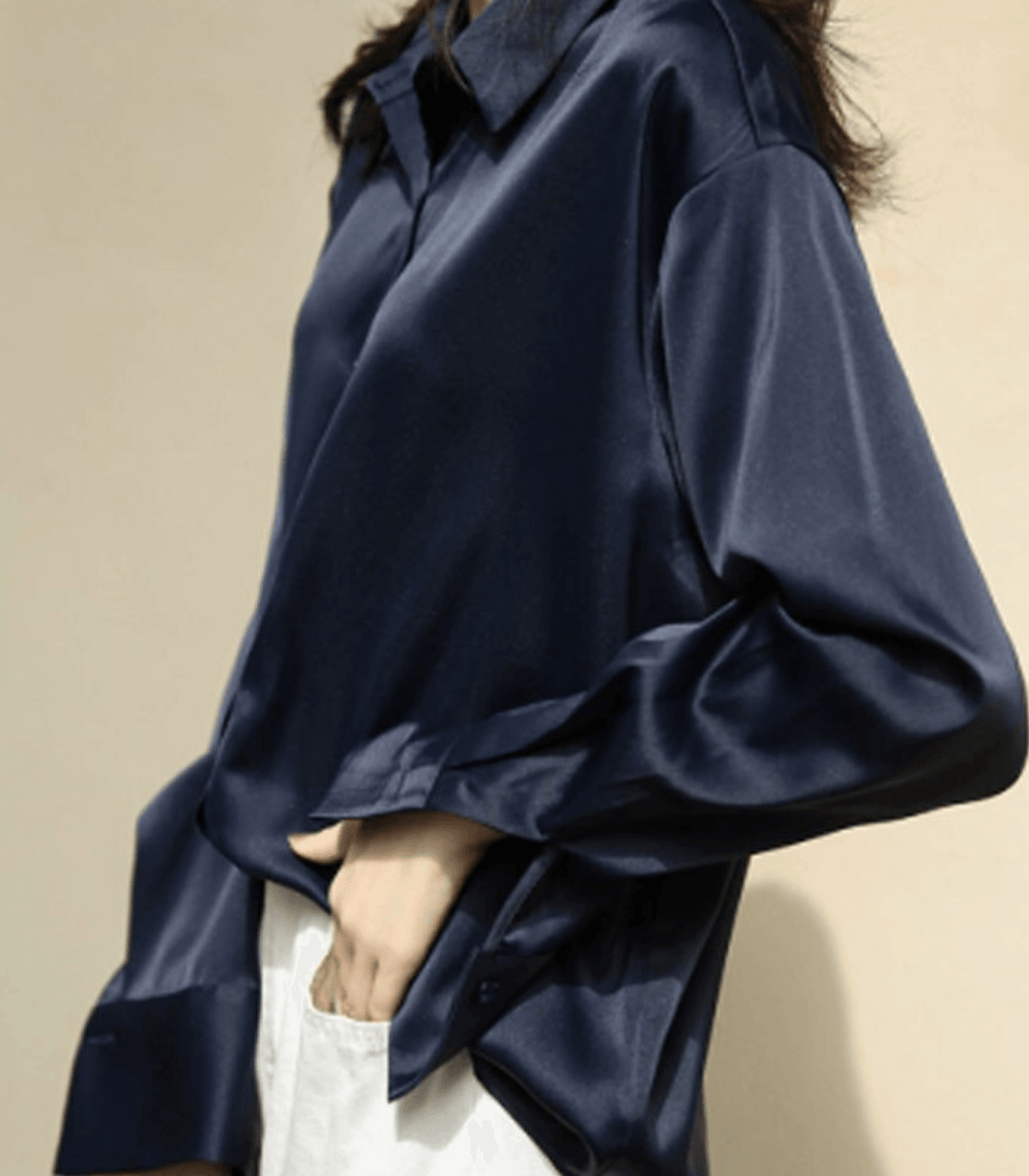 Elegante Satin Damen Bluse mit Knöpfen