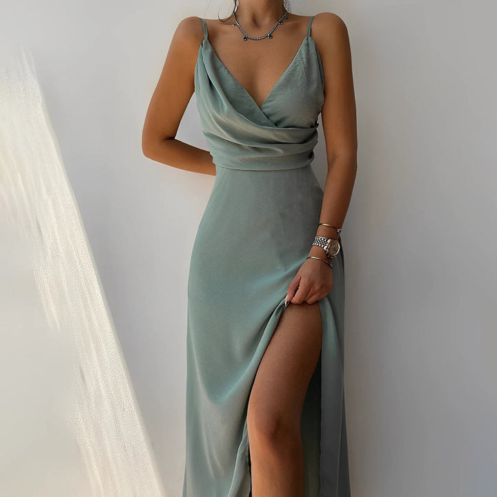 Elegantes Damen V-Ausschnitt Kleid