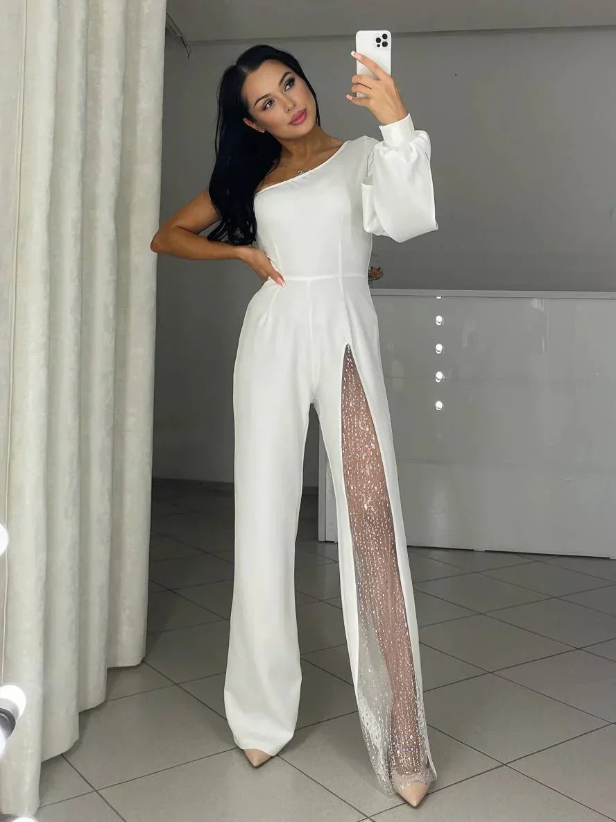 Eleganter One-Shoulder Damen Jumpsuit
