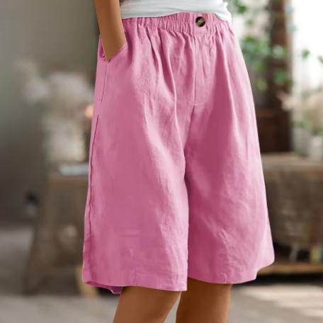 Bequeme Luftige Damen Leinen-Bermudashorts