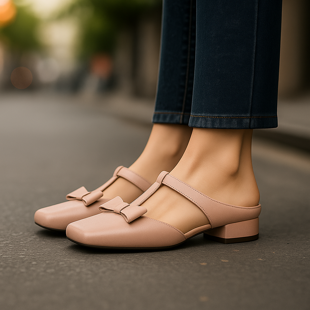 Elegante Schicke Damen Leder-Mules