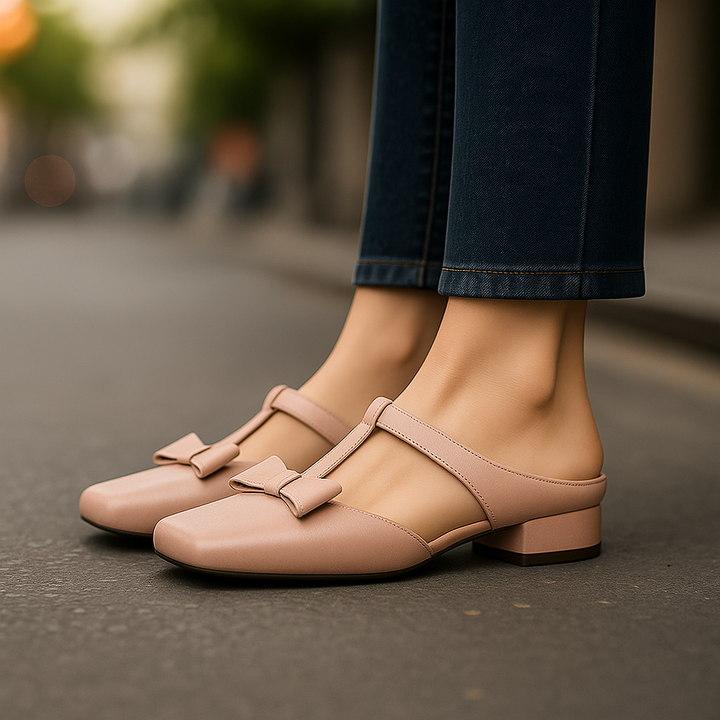 Elegante Schicke Damen Leder-Mules