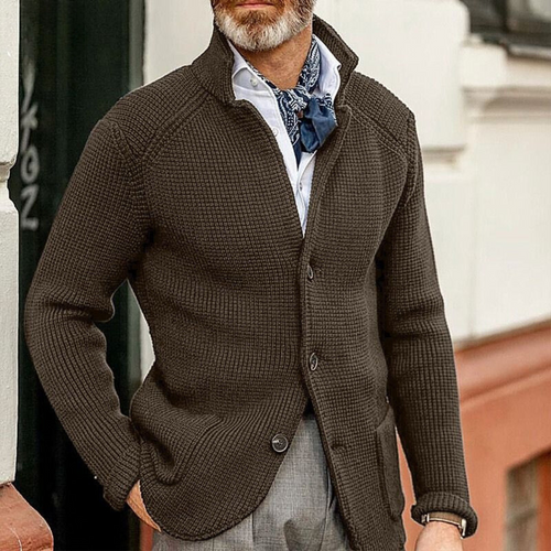 Klassischer Warmer Herren Cardigan Strickjacke