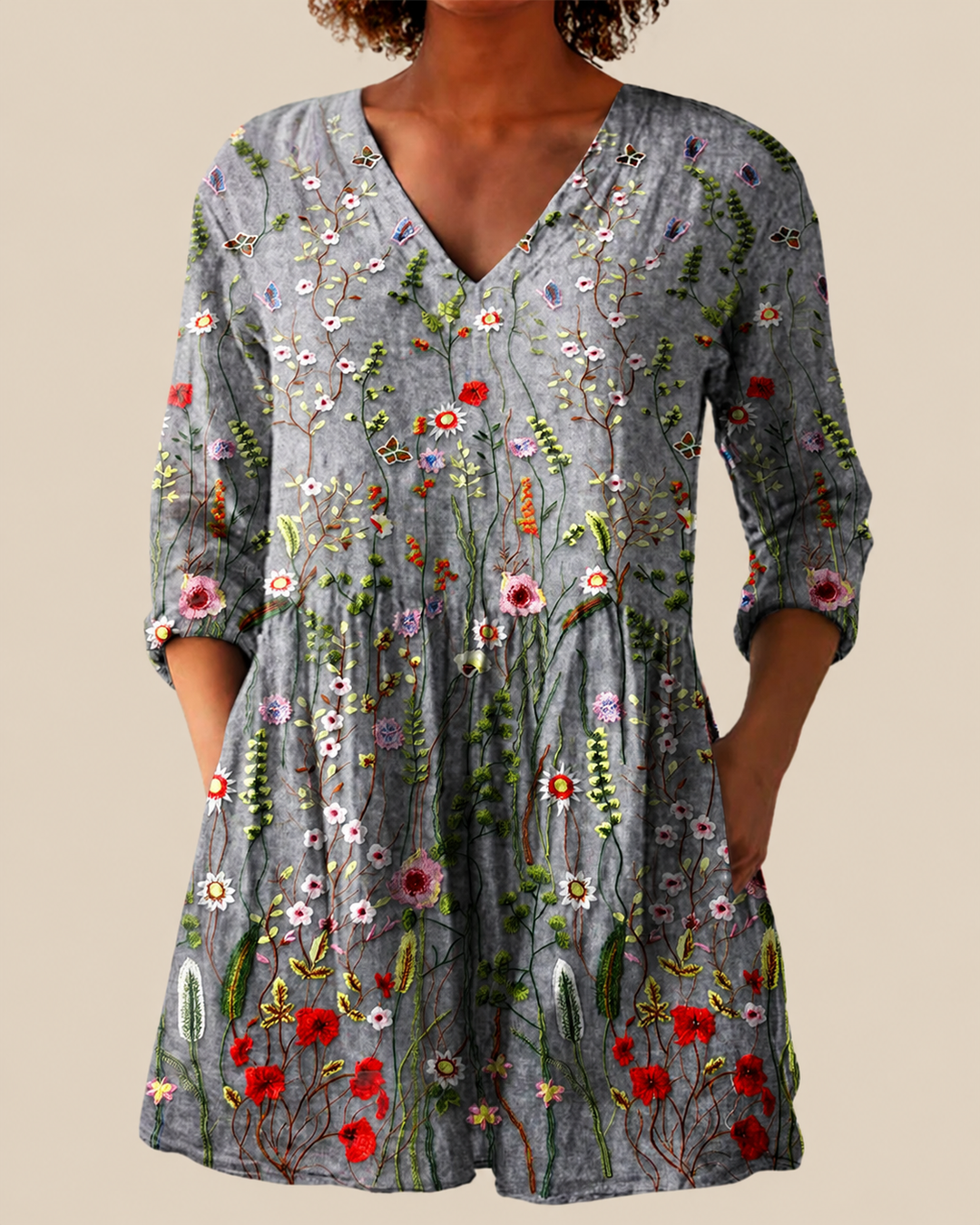 Gemusterte Lange Damen Bluse