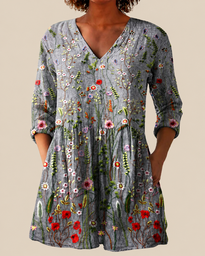 Gemusterte Lange Damen Bluse