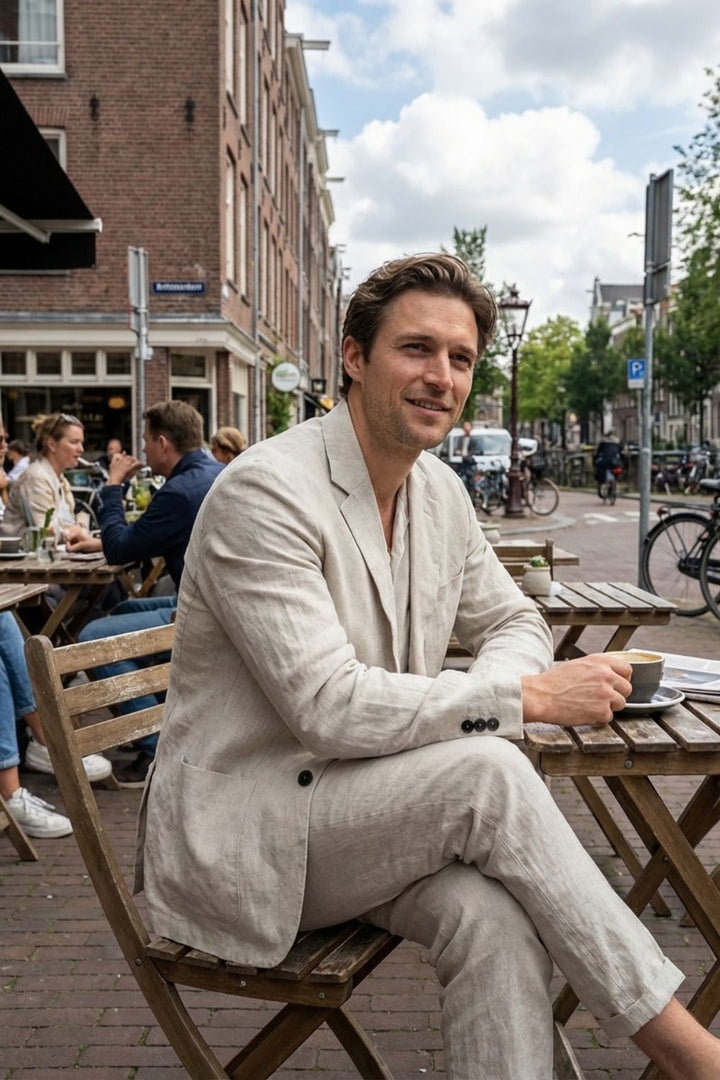 Eleganter Herren Leinenanzug mit Sakko und Hose