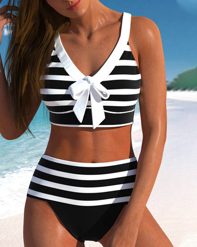 Gestreifter Hochtaillierter Damen Bikini