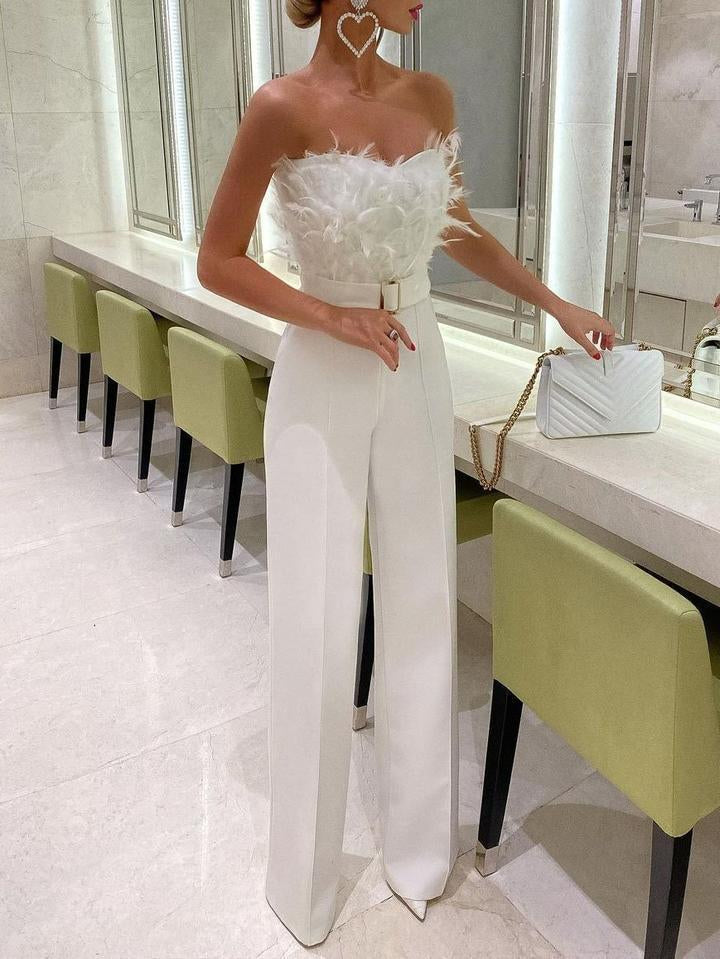 Eleganter Damen Jumpsuit mit Bandeau-Oberteil