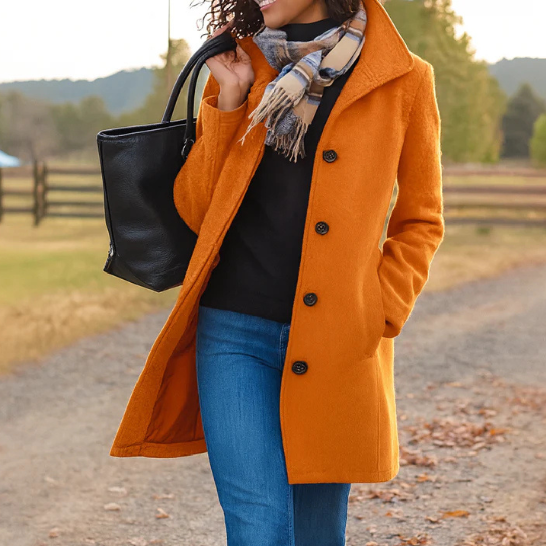 Eleganter Klassischer Damen Wintermantel mit Knopfleiste