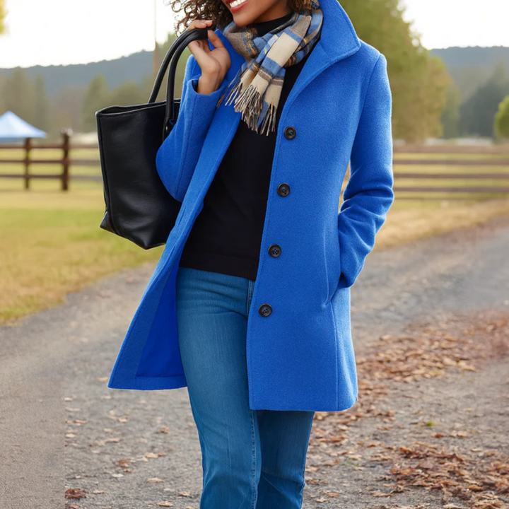 Eleganter Klassischer Damen Wintermantel mit Knopfleiste