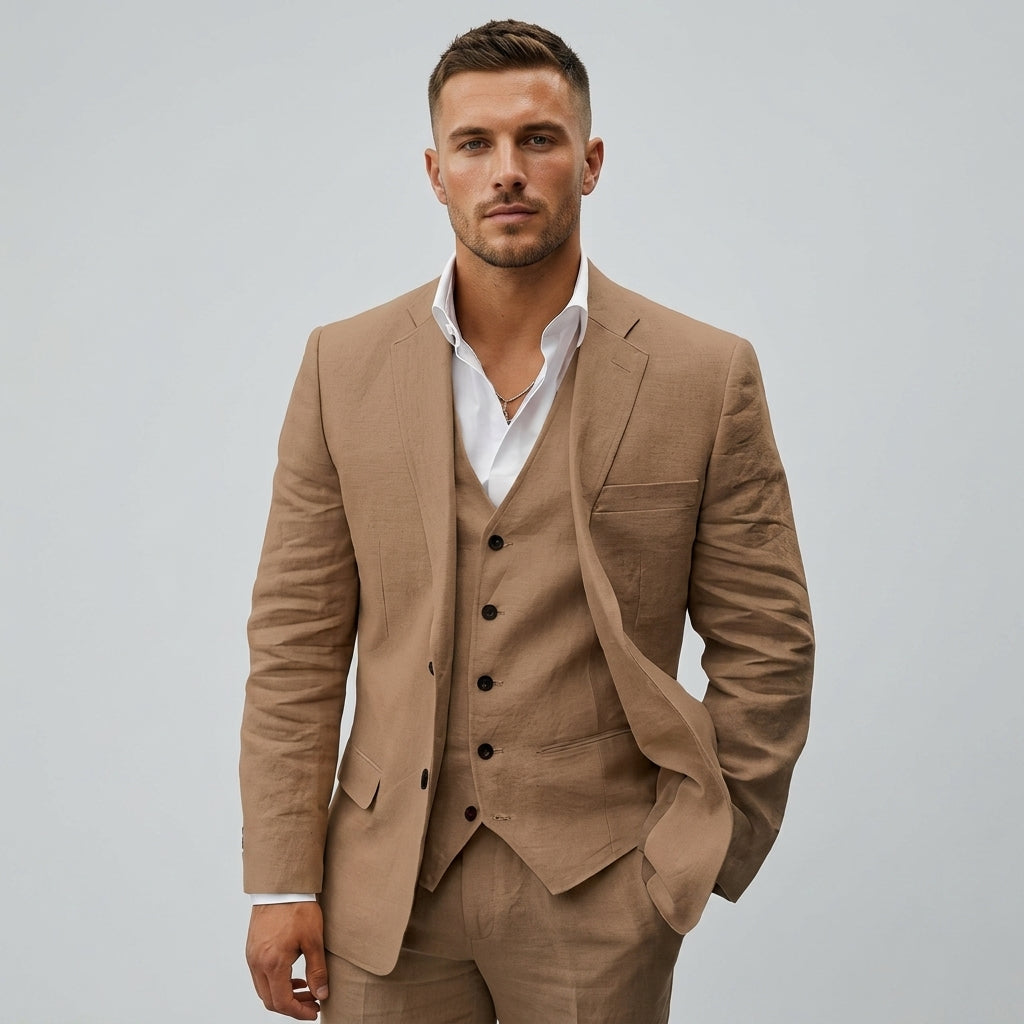 Eleganter Klassischer Herren Dreiteiliger Anzug