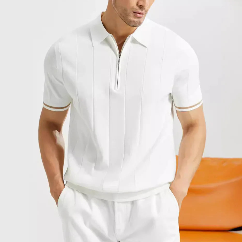 Laurel Klassisches Herren Poloshirt mit Reißverschluss