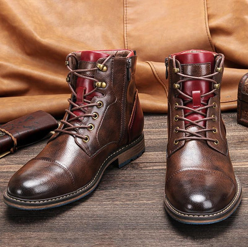 Klassische Handgefertigte Herren Oxford-Boots aus Leder
