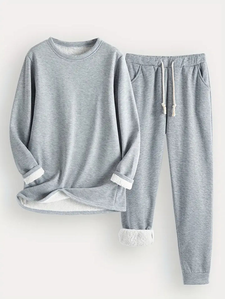 Kuschelig warmes Damen Fleece-Set zweiteilig lang