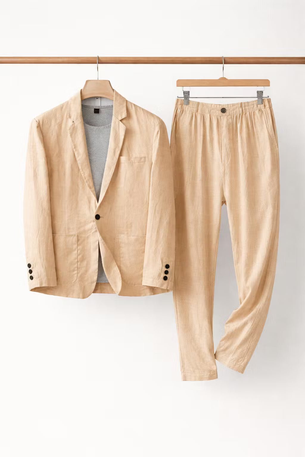 Lässiges Leinen Herren Anzug-Set mit Blazer und Hose