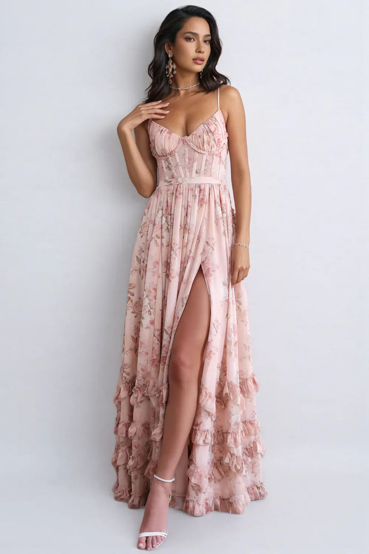 Elegantes Fließendes Damen Sommerkleid mit Rüschen