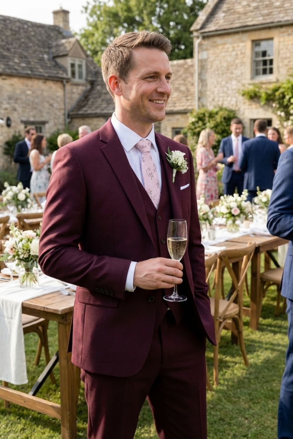 Eleganter 3-Teiliger Herren Anzug mit Weste