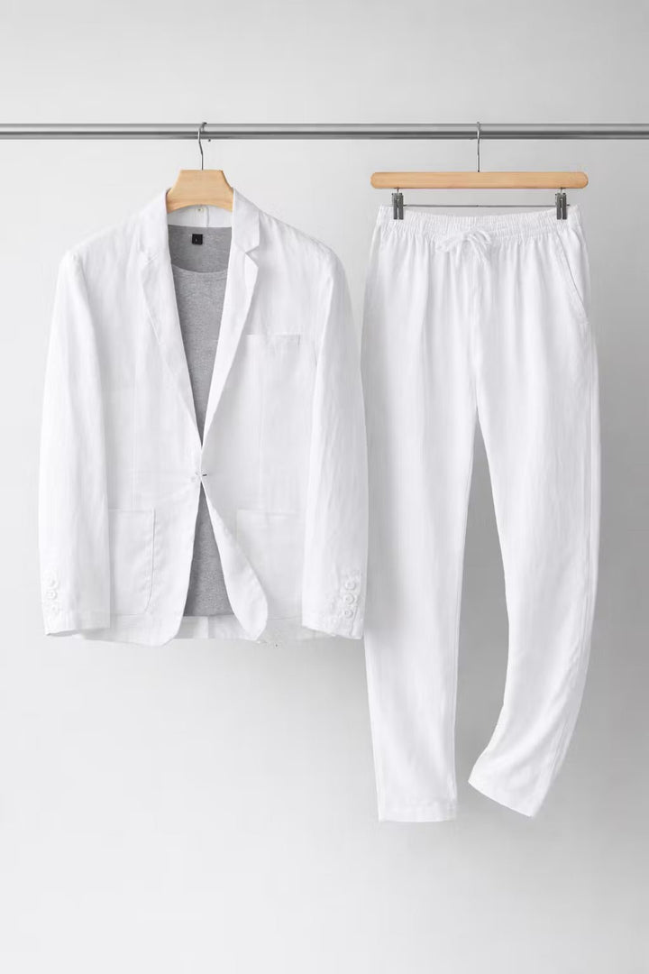 Lässiges Leinen Herren Anzug-Set mit Blazer und Hose