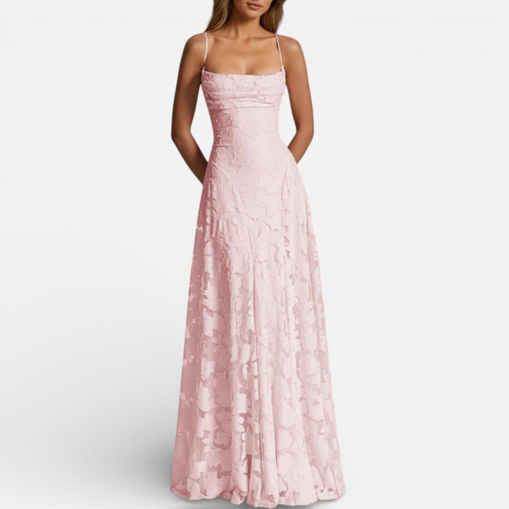 Elegantes Ausgestelltes Damen Maxikleid mit Spaghettiträgern