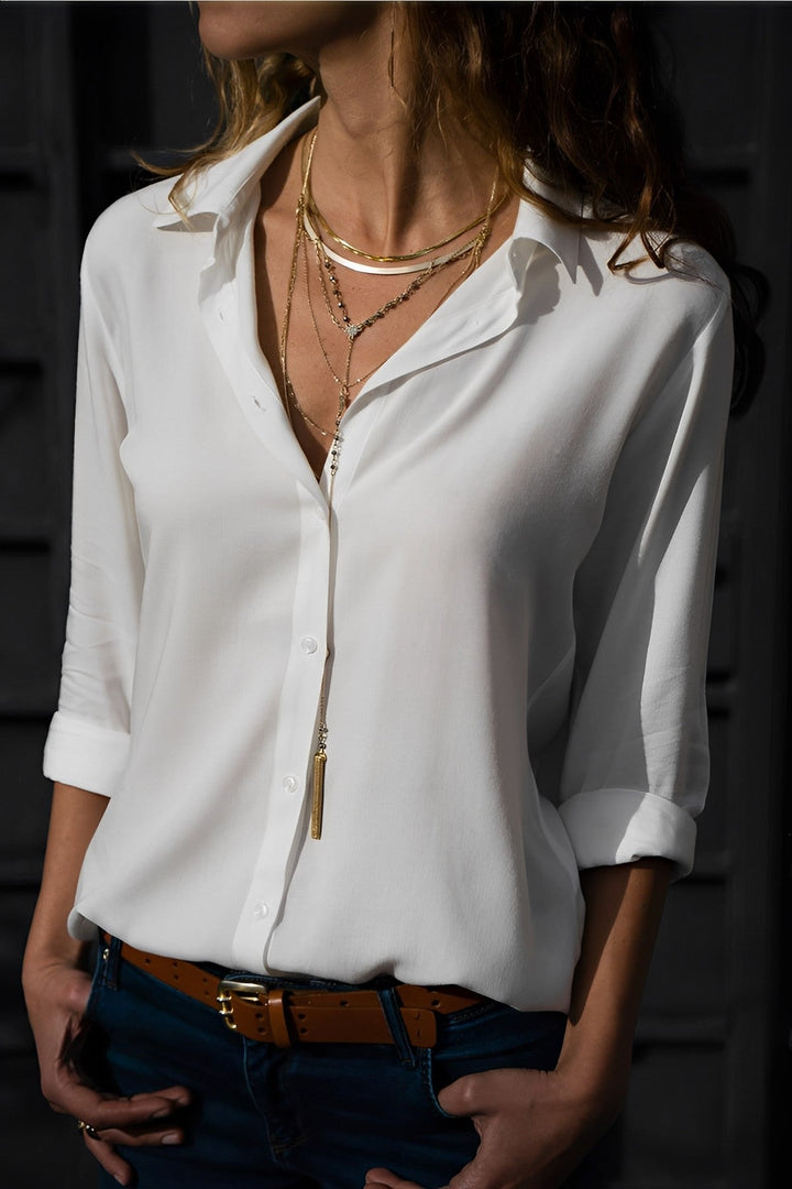 Lässige Langarm Damen Bluse