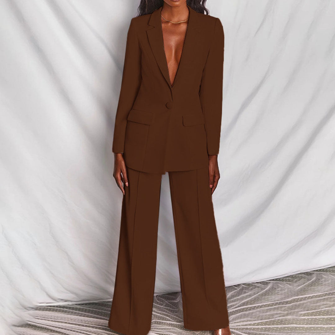 Elegantes Schickes Damen Blazer- und Hosenset
