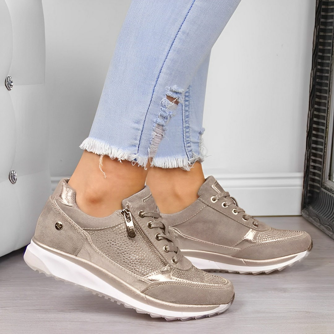 Atmungsaktive Ergonomische Damen Sneakers mit Reißverschluss