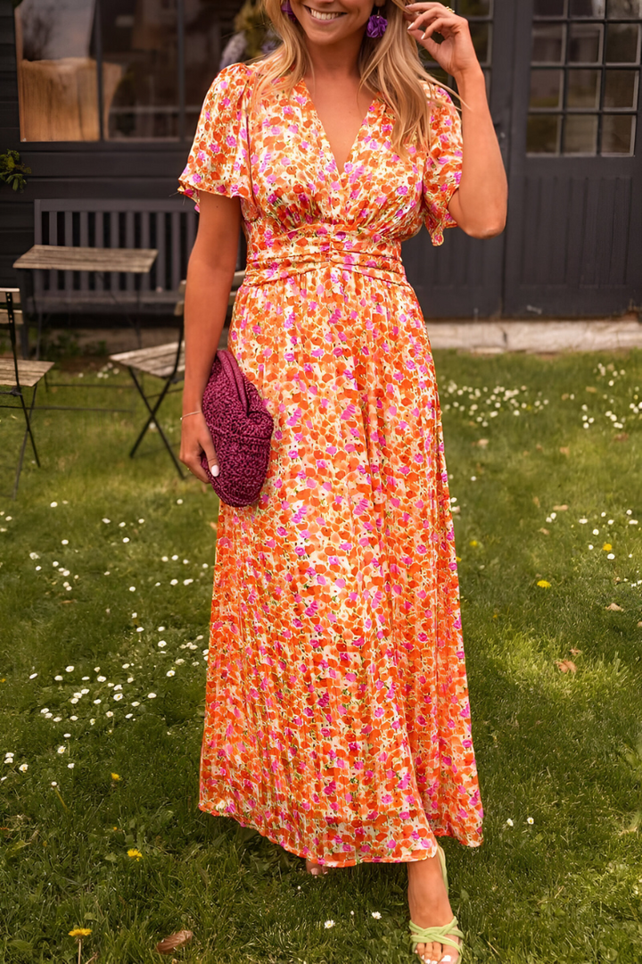 Elegantes Sommerliches Damen Maxikleid mit V-Ausschnitt