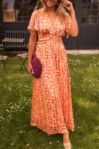 Elegantes Sommerliches Damen Maxikleid mit V-Ausschnitt