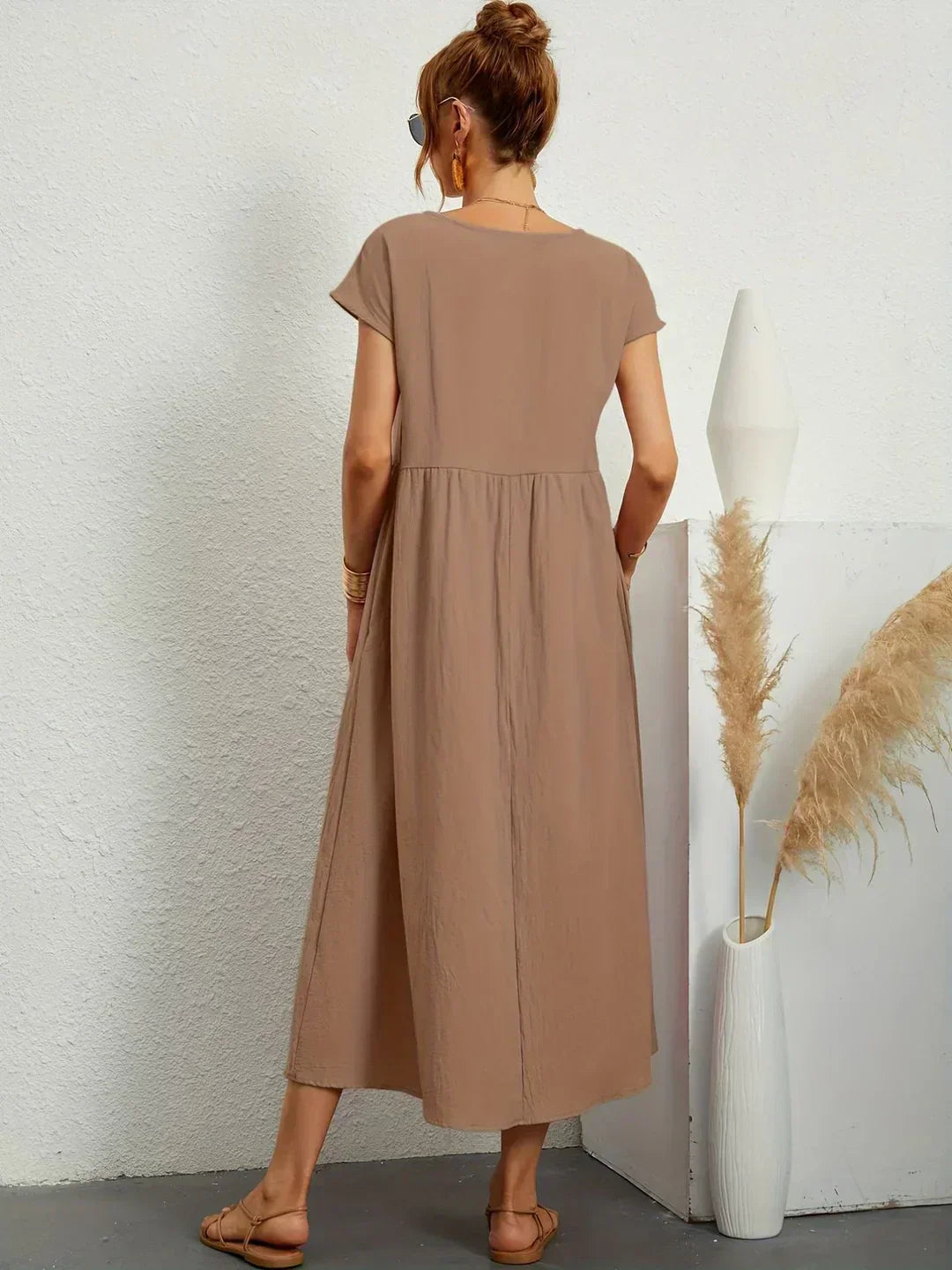 Elegantes Fließendes Damen Midikleid