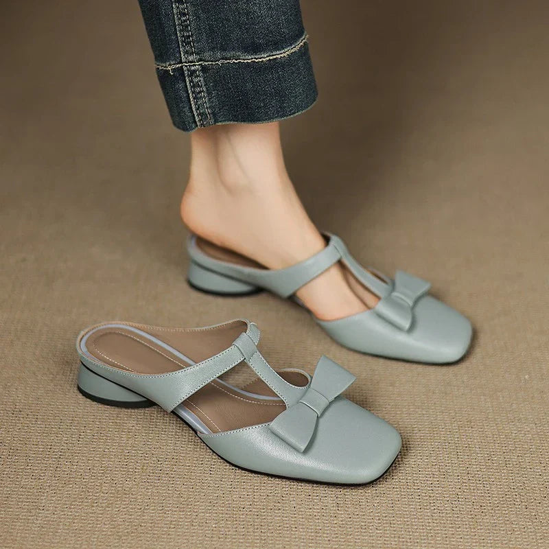 Elegante Schicke Damen Leder-Mules