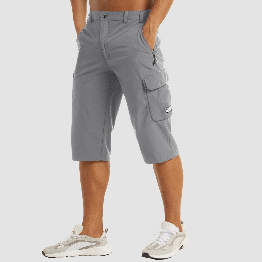 Herren Knielange Cargo Shorts mit Seitentaschen - Light Gray