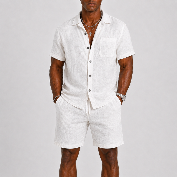 Leichtes Sommerliches Herren Leinen-Set