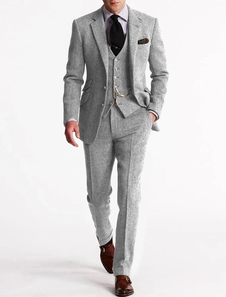Harrington Oxford | Men’s Three-Piece Tweed Tuxedo – Classic Tailored Suit Set Harrington Oxford