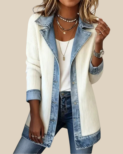 Lässige Patchwork Damen Denimjacke