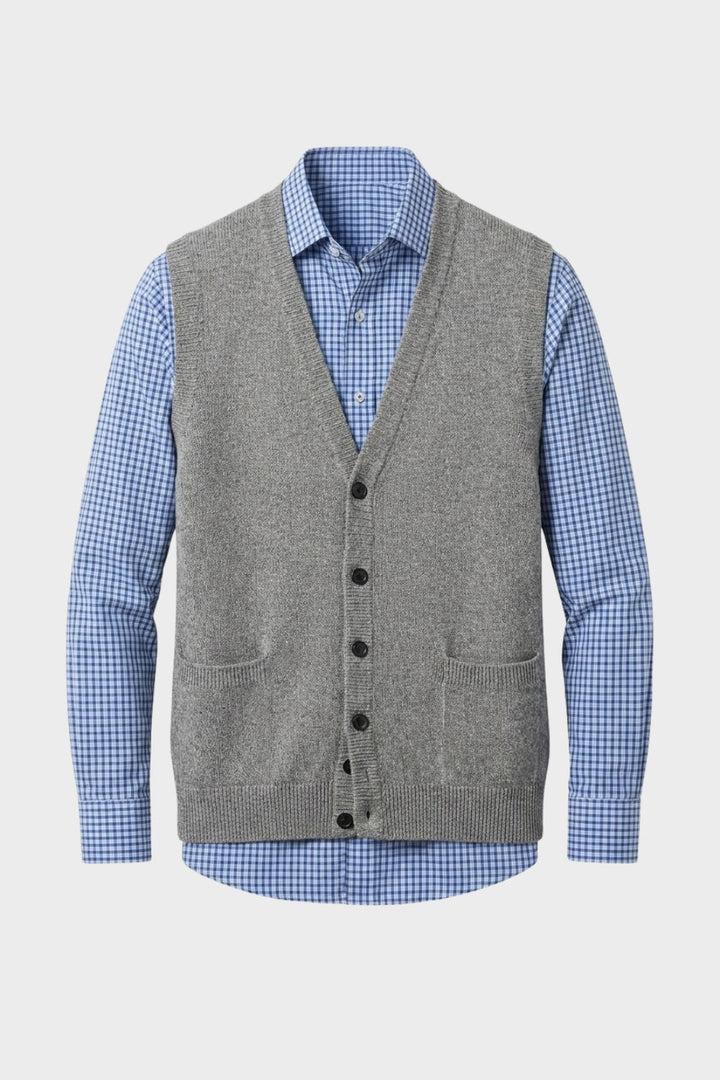 Klassische Herren Strickweste mit V-Ausschnitt
