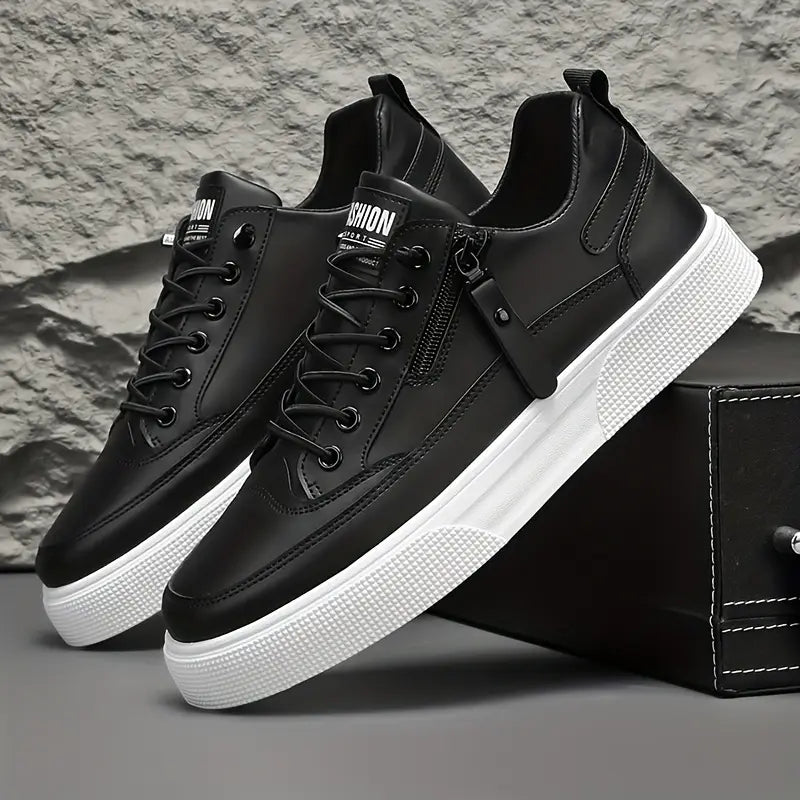 Elegante Herren Leder-Sneakers mit Seitenreißverschluss