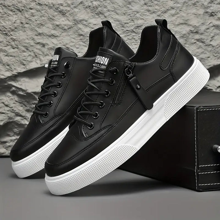 Elegante Herren Leder-Sneakers mit Seitenreißverschluss