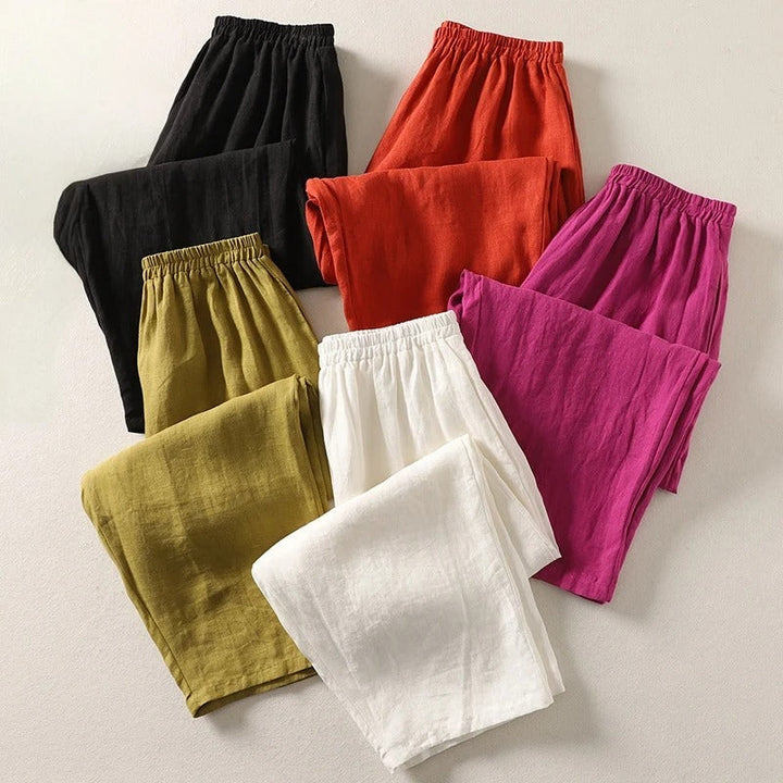 Fließende Leichte Damen Baumwoll-Leinen-Hose