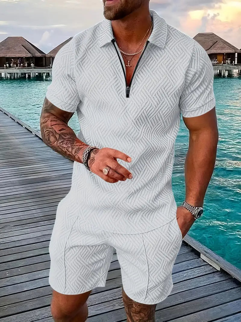 Elegantes Sommerliches Herren Hemd-Shorts-Set