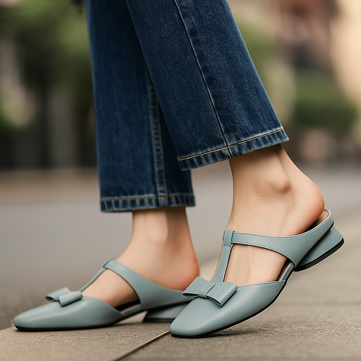 Elegante Schicke Damen Leder-Mules