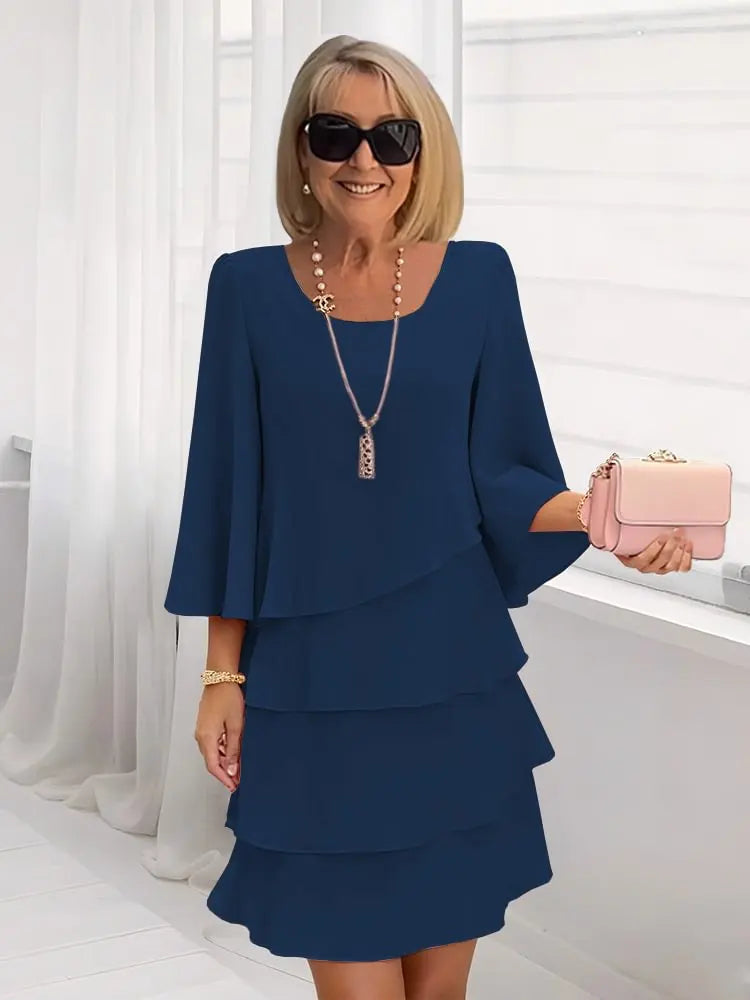 Elegantes Fließendes Damen Kleid mit Volants