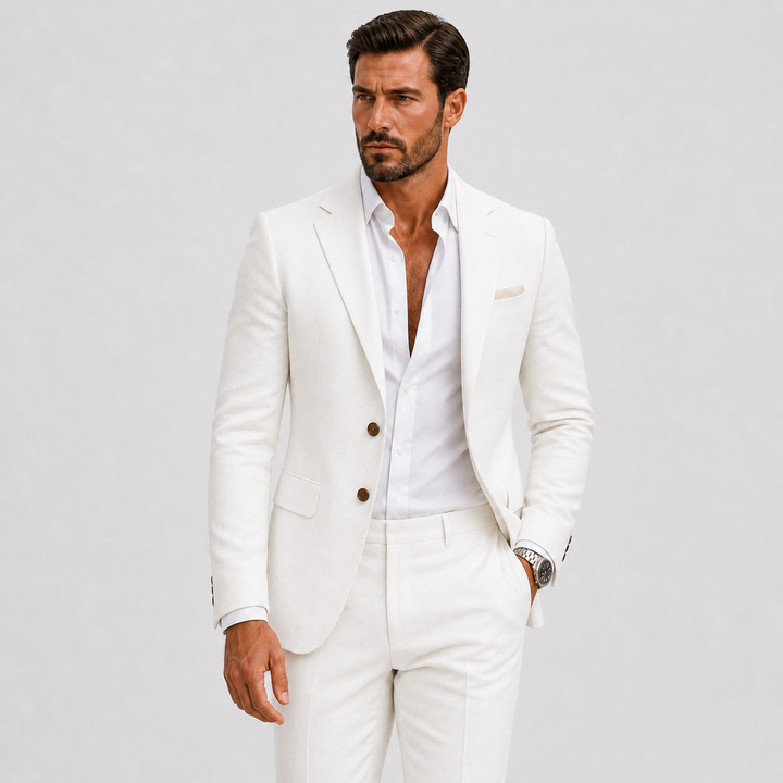 Eleganter Atmungsaktiver Herren Leinenanzug