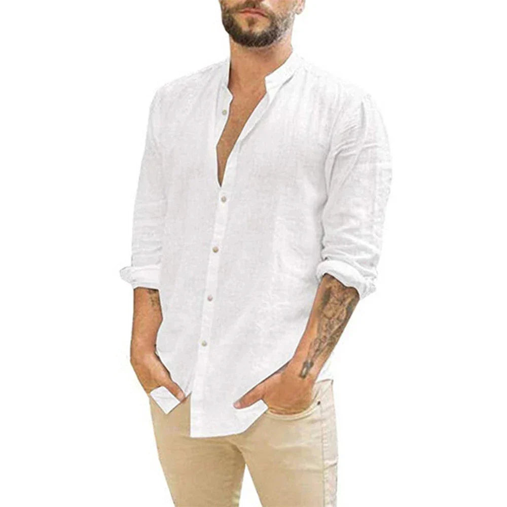 Elegantes Atmungsaktives Herren Leinenhemd