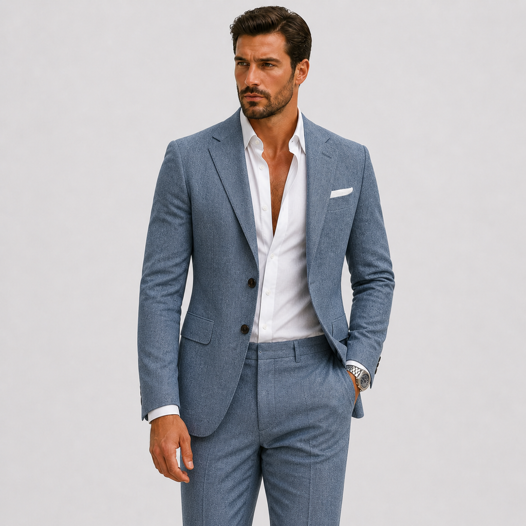 Eleganter Atmungsaktiver Herren Leinenanzug