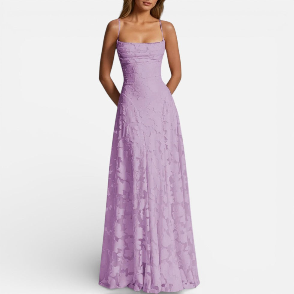 Elegantes Ausgestelltes Damen Maxikleid mit Spaghettiträgern
