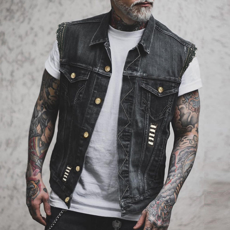 Lässige Vintage-Denim Herren Weste