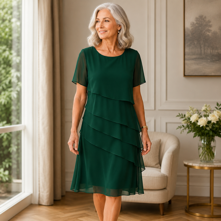Elegantes Lagenlook Damen Midikleid