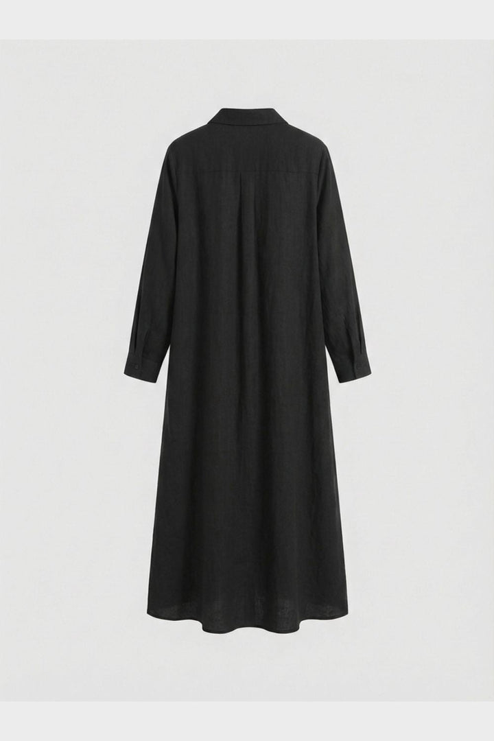 Elegantes Langes Damen Hemdblusenkleid mit Knopfleiste