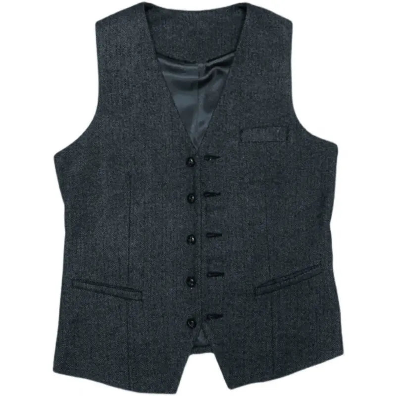Eleganter Klassischer Herren Dreiteiliger Tweed Anzug