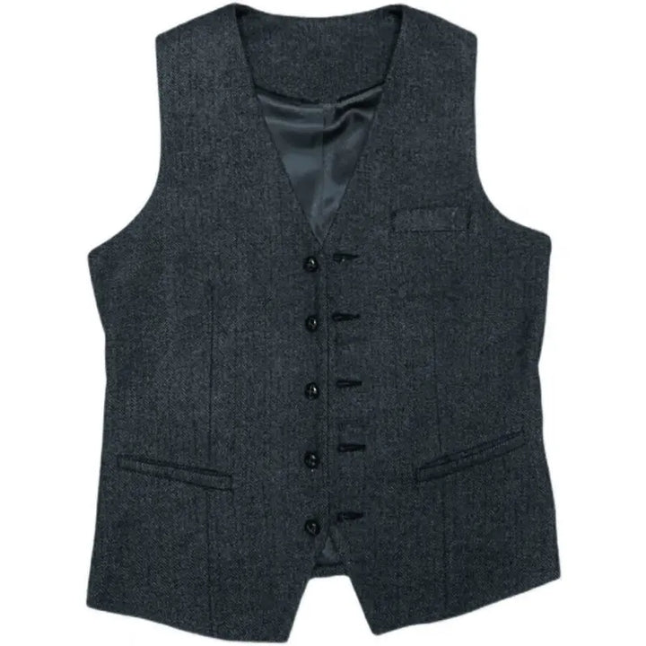 Eleganter Klassischer Herren Dreiteiliger Tweed Anzug